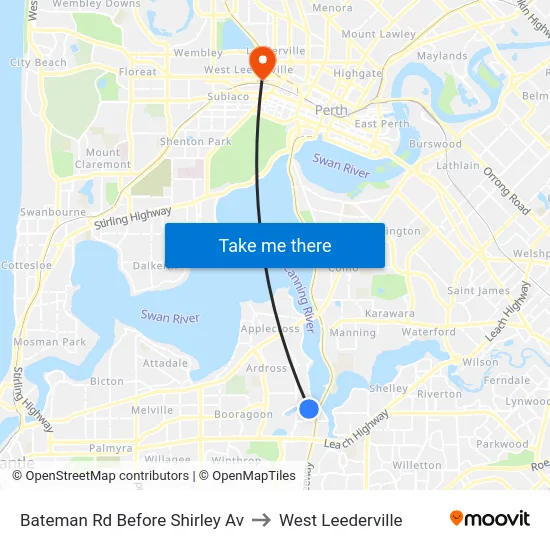 Bateman Rd Before Shirley Av to West Leederville map
