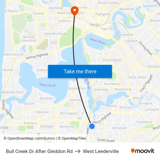 Bull Creek Dr After Gleddon Rd to West Leederville map