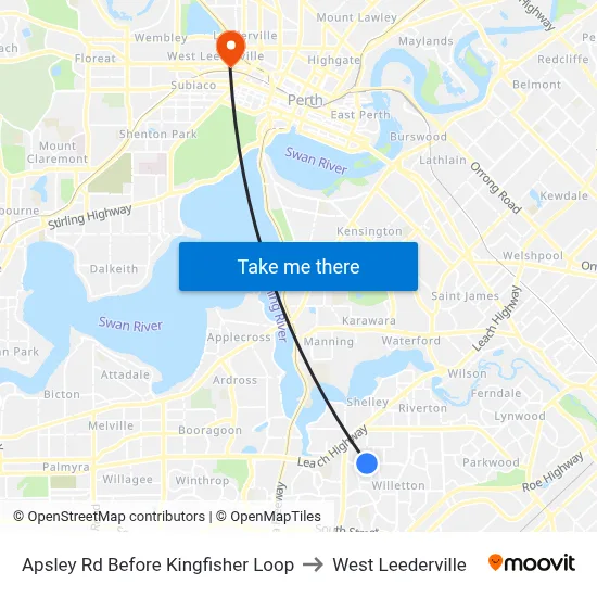 Apsley Rd Before Kingfisher Loop to West Leederville map
