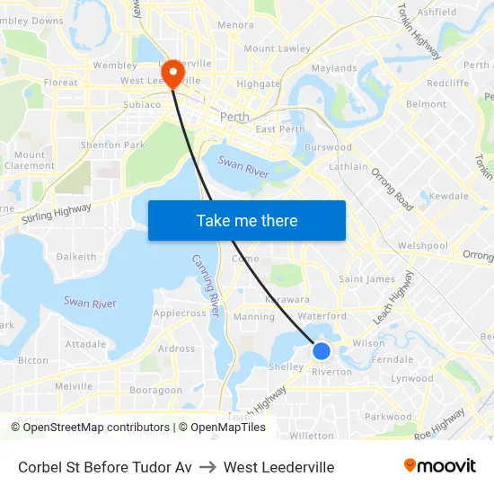Corbel St Before Tudor Av to West Leederville map