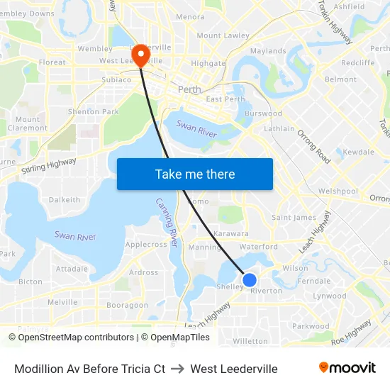 Modillion Av Before Tricia Ct to West Leederville map