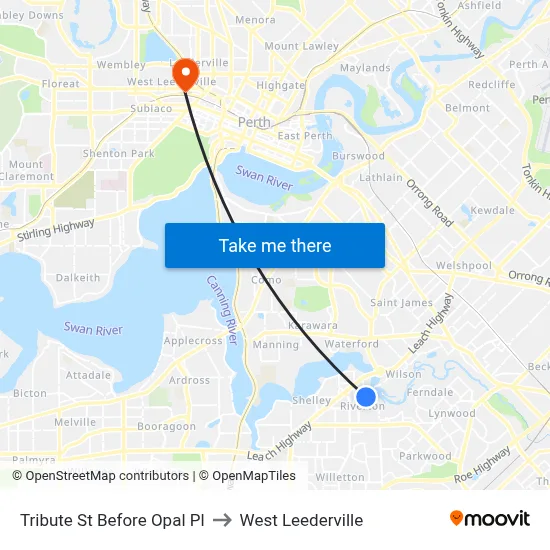 Tribute St Before Opal Pl to West Leederville map
