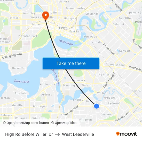 High Rd Before Willeri Dr to West Leederville map