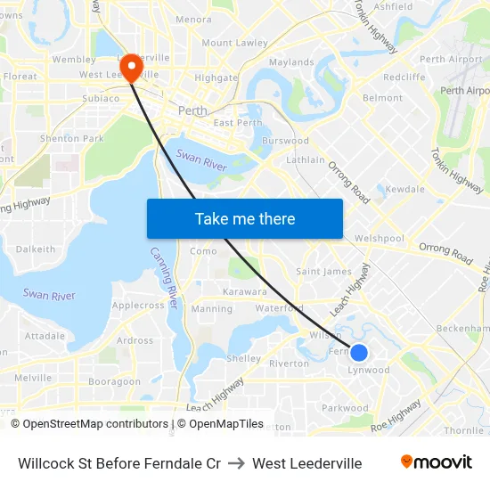 Willcock St Before Ferndale Cr to West Leederville map