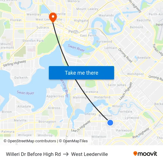 Willeri Dr Before High Rd to West Leederville map