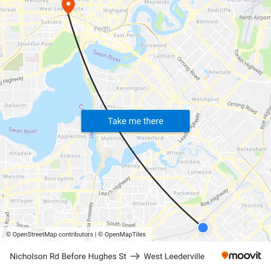 Nicholson Rd Before Hughes St to West Leederville map