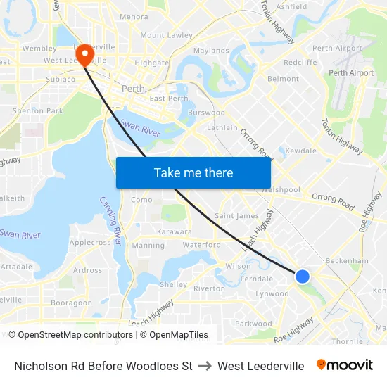 Nicholson Rd Before Woodloes St to West Leederville map