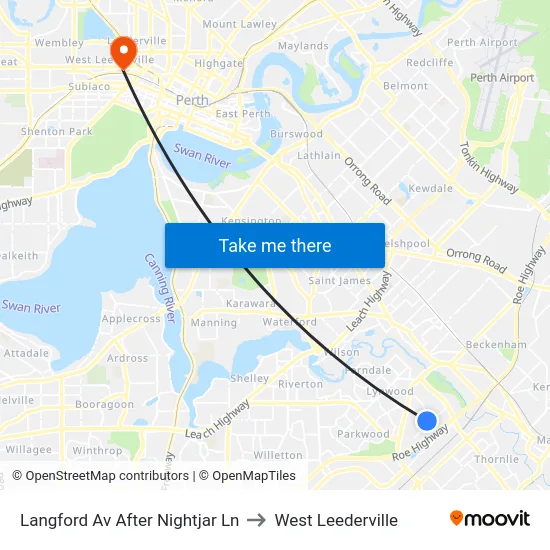 Langford Av After Nightjar Ln to West Leederville map