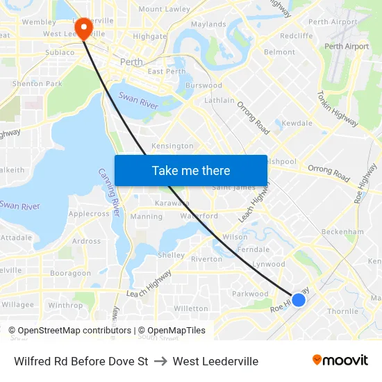 Wilfred Rd Before Dove St to West Leederville map