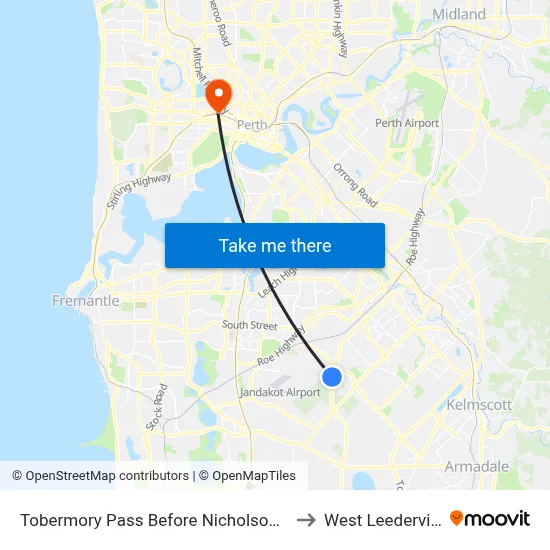 Tobermory Pass Before Nicholson Rd to West Leederville map