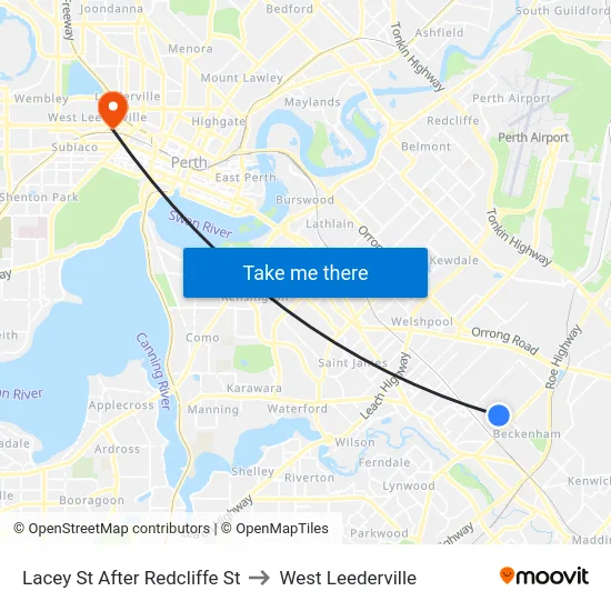 Lacey St After Redcliffe St to West Leederville map