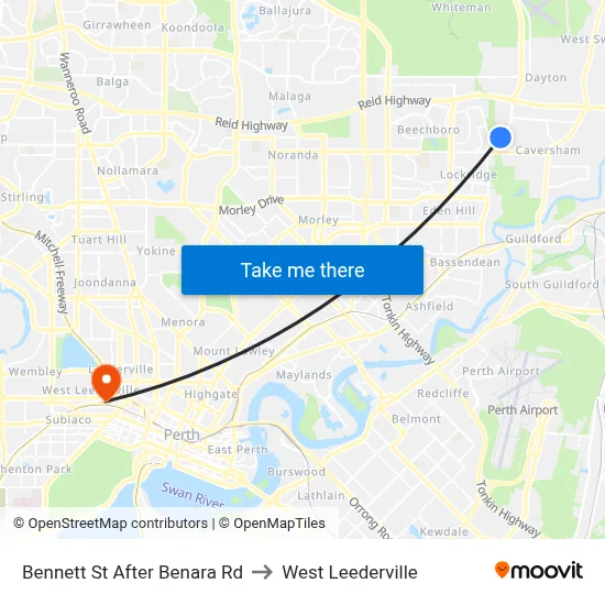 Bennett St After Benara Rd to West Leederville map