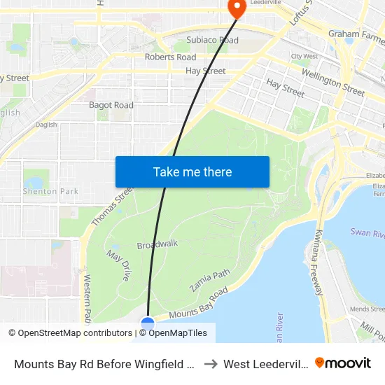 Mounts Bay Rd Before Wingfield Av to West Leederville map