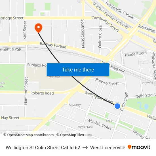 Wellington St Colin Street Cat Id 62 to West Leederville map