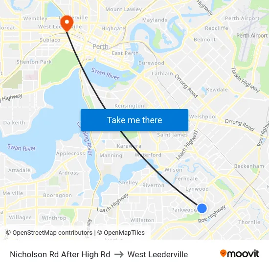 Nicholson Rd After High Rd to West Leederville map