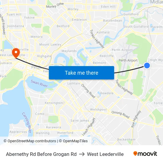 Abernethy Rd Before Grogan Rd to West Leederville map