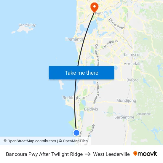 Bancoura Pwy After Twilight Ridge to West Leederville map