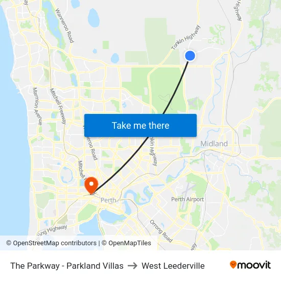 The Parkway   - Parkland Villas to West Leederville map