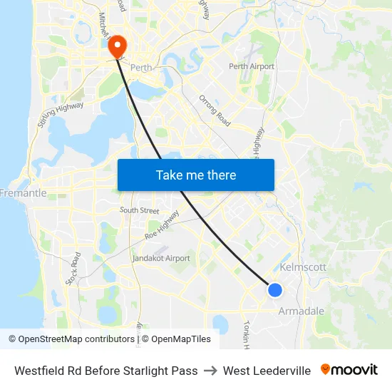 Westfield Rd Before Starlight Pass to West Leederville map