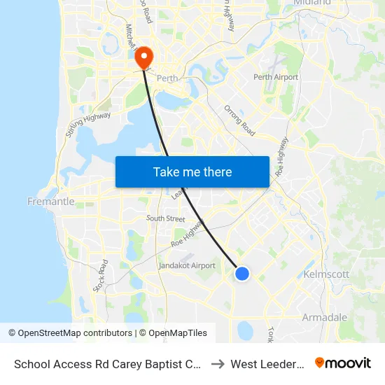 School Access Rd Carey Baptist College to West Leederville map