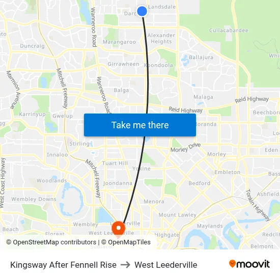 Kingsway   After Fennell Rise to West Leederville map