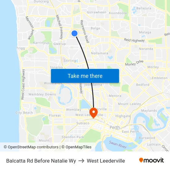 Balcatta Rd Before Natalie Wy to West Leederville map