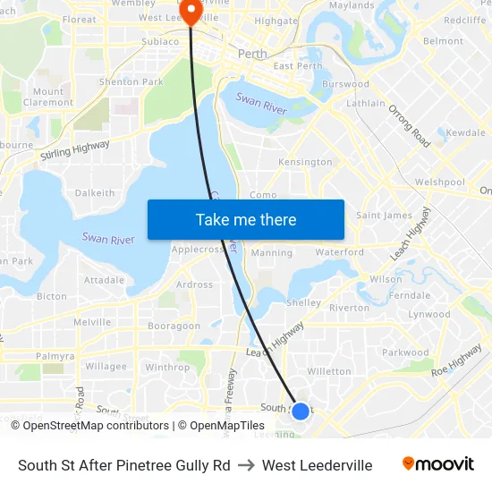 South St After Pinetree Gully Rd to West Leederville map