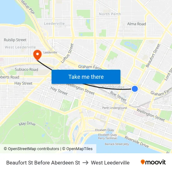 Beaufort St Before Aberdeen St to West Leederville map