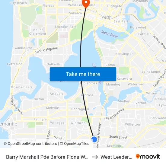 Barry Marshall Pde Before Fiona Wood Rd to West Leederville map