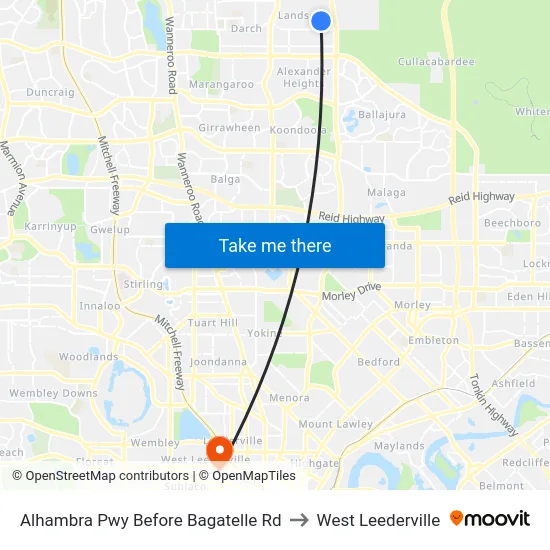 Alhambra Pwy Before Bagatelle Rd to West Leederville map
