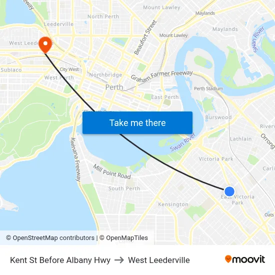 Kent St Before Albany Hwy to West Leederville map