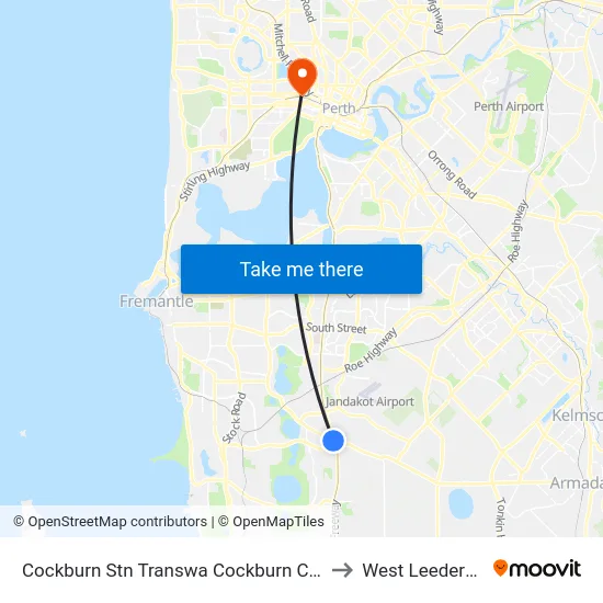 Cockburn Stn Transwa Cockburn Central to West Leederville map
