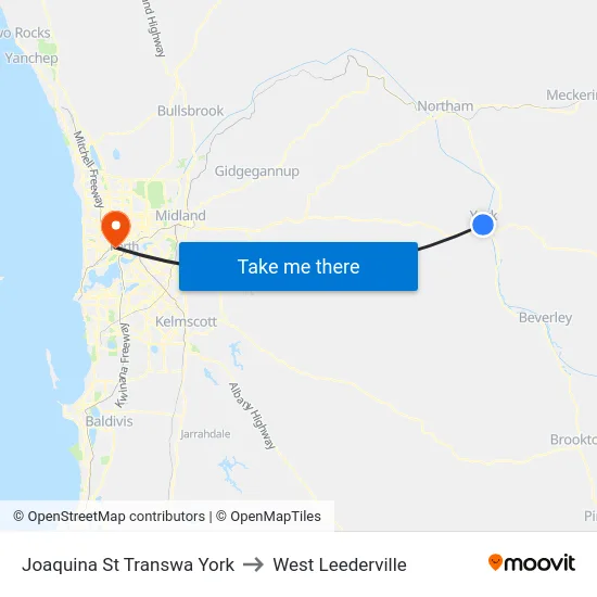 Joaquina St Transwa York to West Leederville map
