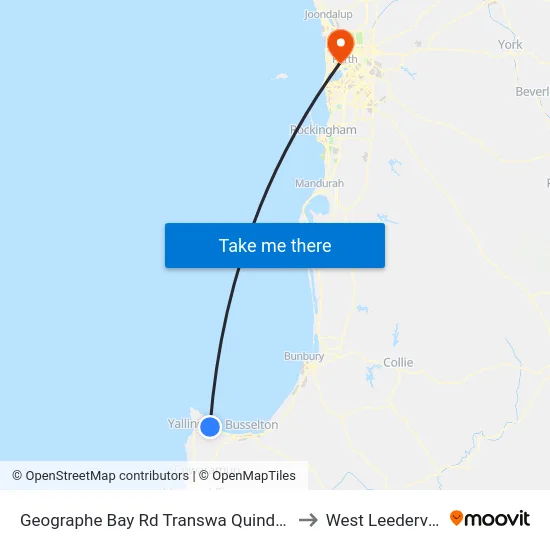Geographe Bay Rd Transwa Quindalup to West Leederville map
