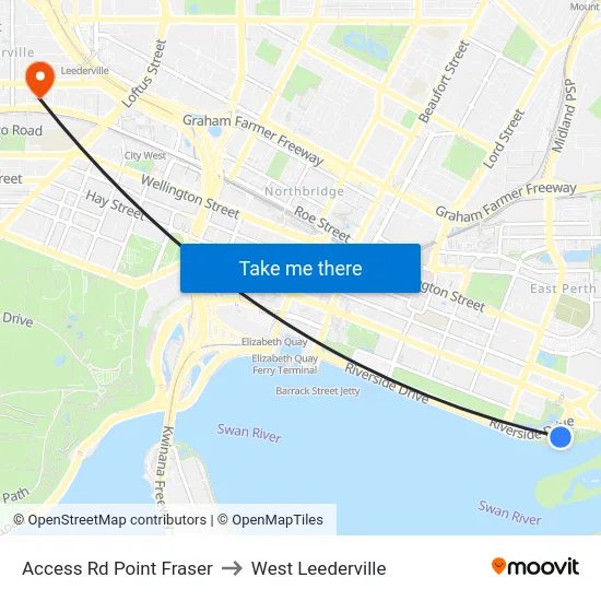 Access Rd Point Fraser to West Leederville map