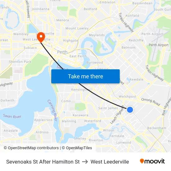 Sevenoaks St After Hamilton St to West Leederville map
