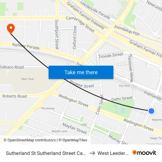 Sutherland St Sutherland Street Cat Id 40 to West Leederville map