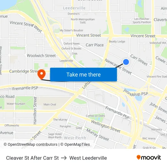 Cleaver St After Carr St to West Leederville map