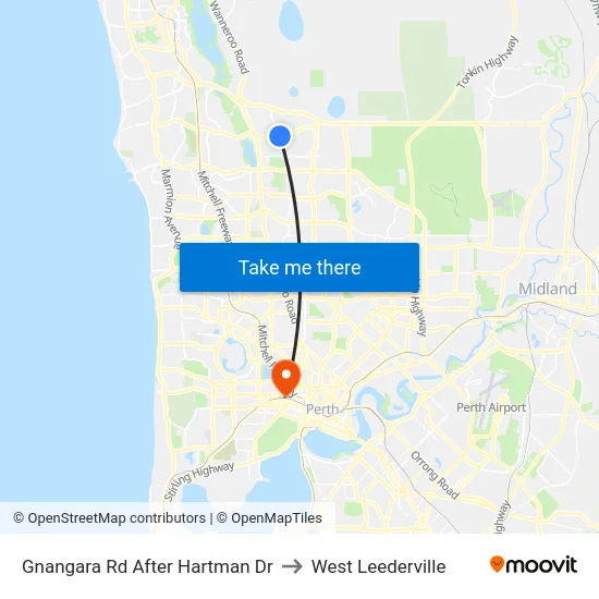 Gnangara Rd After Hartman Dr to West Leederville map