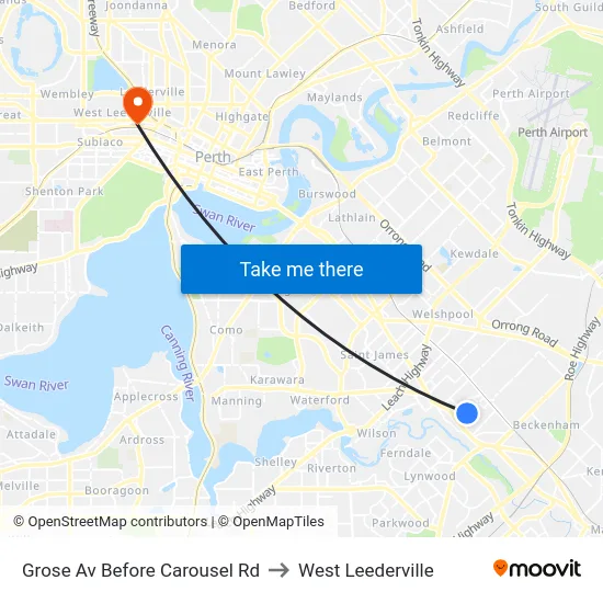 Grose Av Before Carousel Rd to West Leederville map