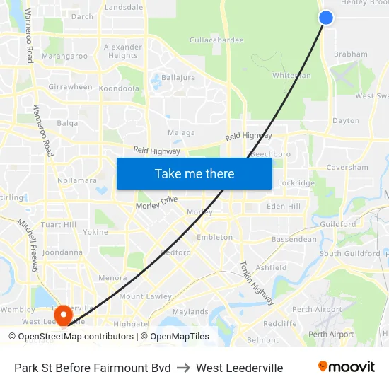 Park St Before Fairmount Bvd to West Leederville map