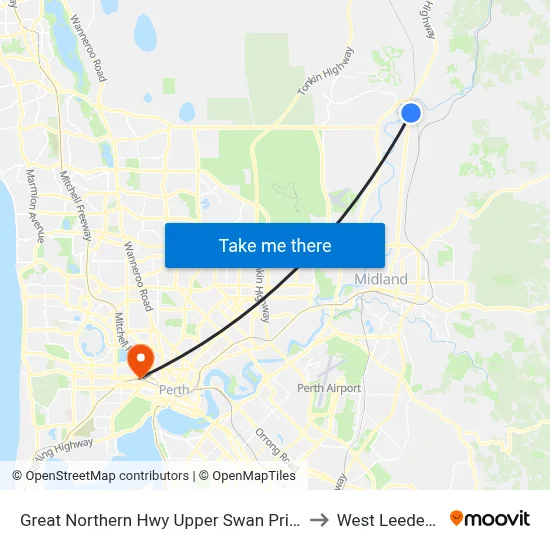Great Northern Hwy Upper Swan Primary S1 to West Leederville map