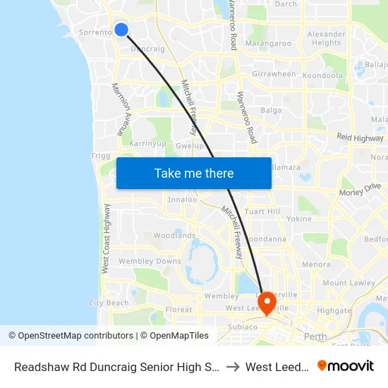 Readshaw Rd Duncraig Senior High School Stand 4 to West Leederville map