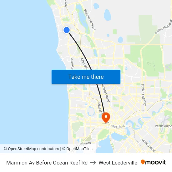 Marmion Av Before Ocean Reef Rd to West Leederville map