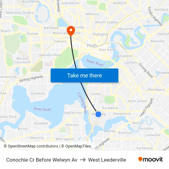 Conochie Cr Before Welwyn Av to West Leederville map