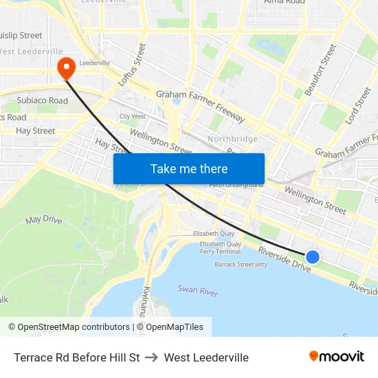 Terrace Rd Before Hill St to West Leederville map