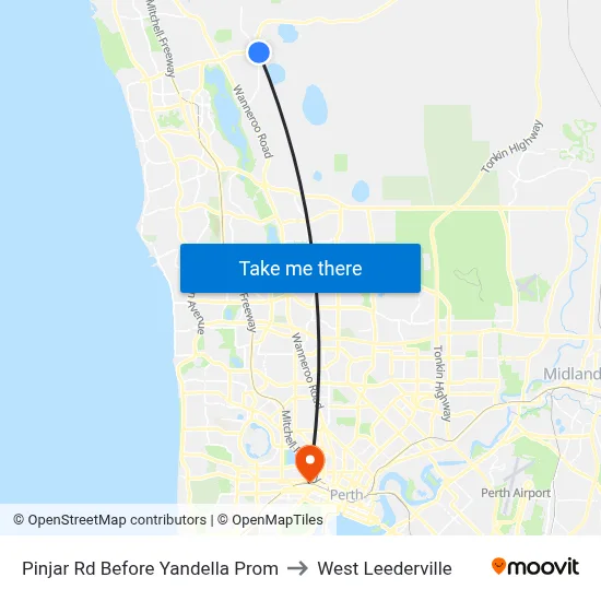 Pinjar Rd Before Yandella Prom to West Leederville map