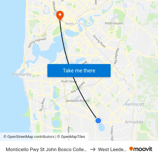 Monticello Pwy St John Bosco College Stand 1 to West Leederville map
