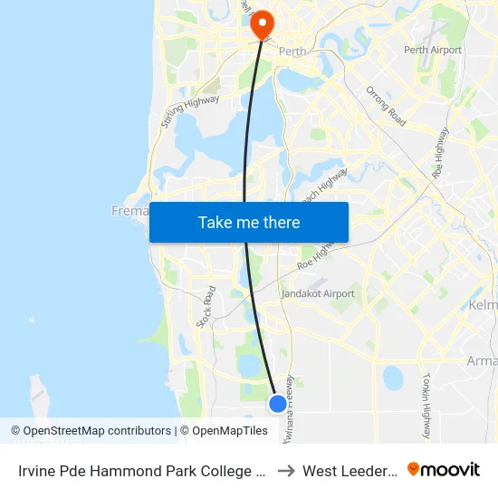 Irvine Pde Hammond Park College Stand 2 to West Leederville map