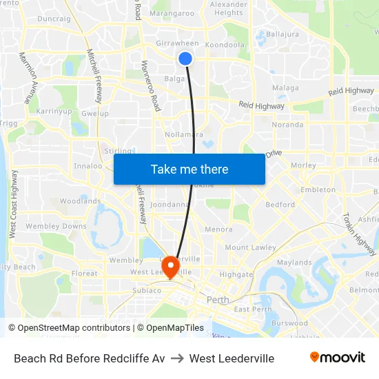 Beach Rd Before Redcliffe Av to West Leederville map